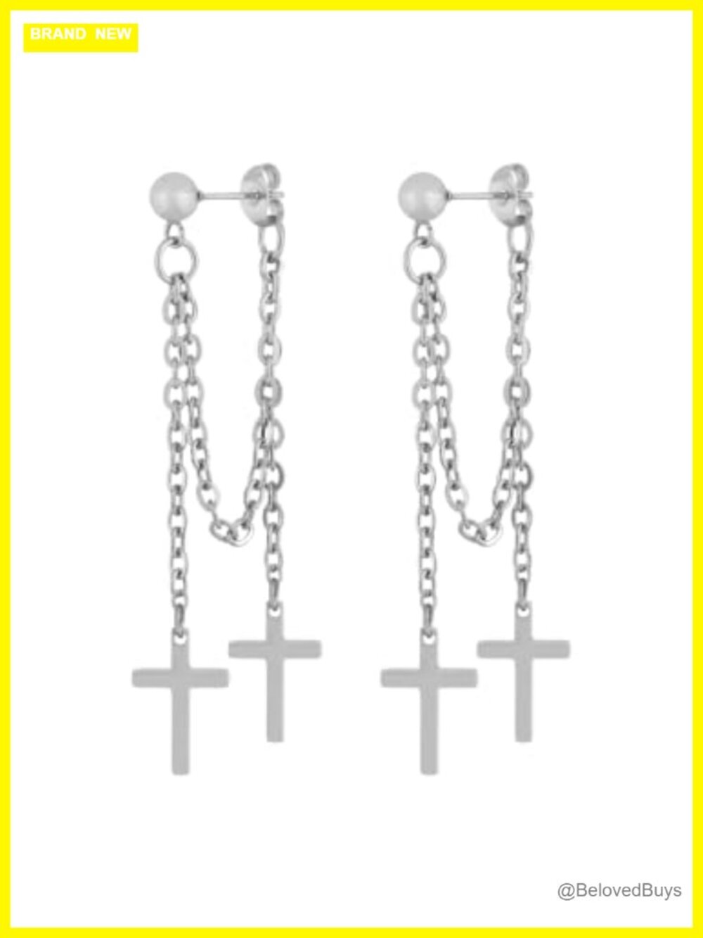Stainless Steel Cross Dangle Earrings Gothic Emo Punk Grunge Y2K